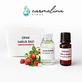 Opak sabun bazı- Kırmızı sabun boyasi ve Çilek Esansı