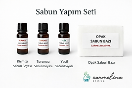 Sabun Yapım Seti, 1kg Sabun Bazı, 3 boyalı Kirmizi-Yeşil-Turuncu