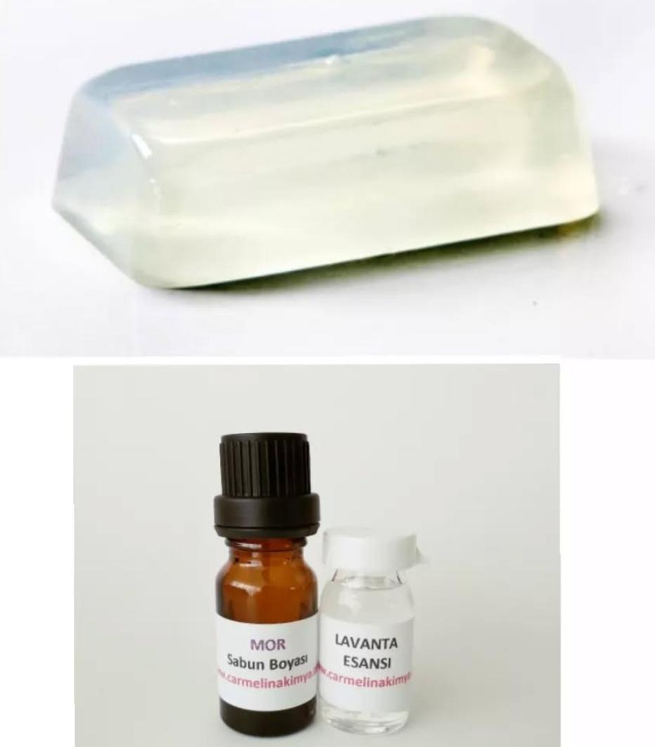 Şeffaf Sabun Bazı Yapım Seti-7 (Mor boya- Lavanta esansı)