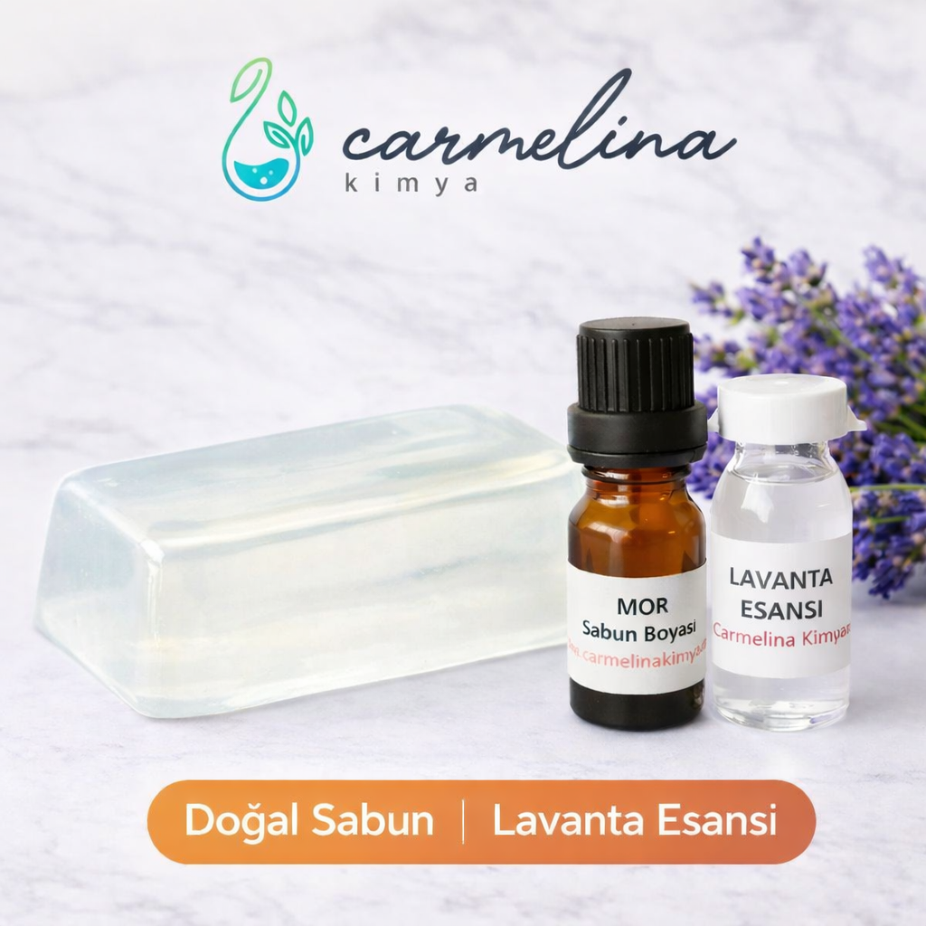 Şeffaf Sabun Bazı Yapım Seti-7 (Mor boya- Lavanta esansı)