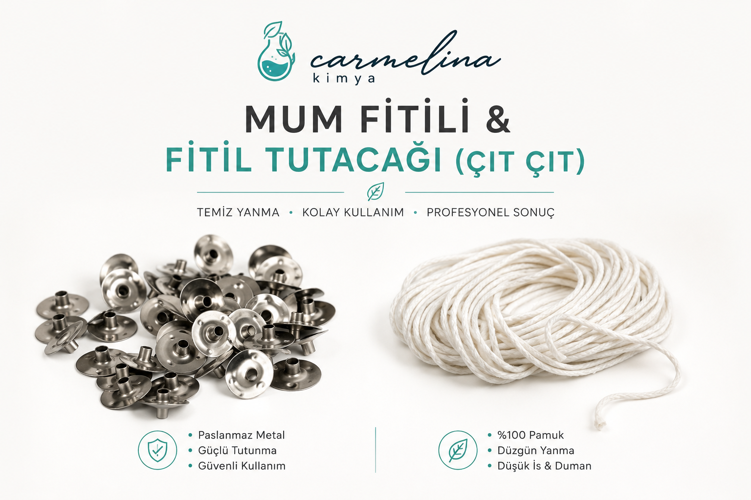 Mum Fiti 5mt Fitil Ve 50 Çıt Çıt (mum Yapım Malzemeleri)