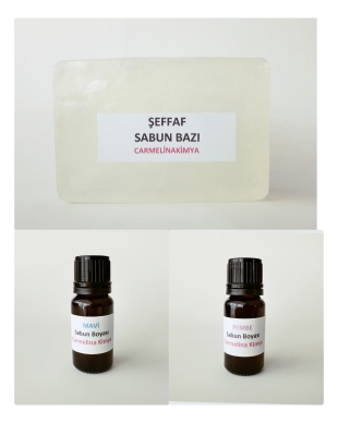 Sabun Yapim Seti- Şeffaf Sabun Bazı, Mavi Ve Pembe Sabun Boyalı