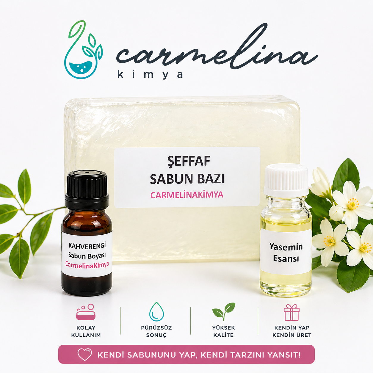 Şeffaf Sabun Bazı, Kahverengi Boya Ve Yasemin Esansı