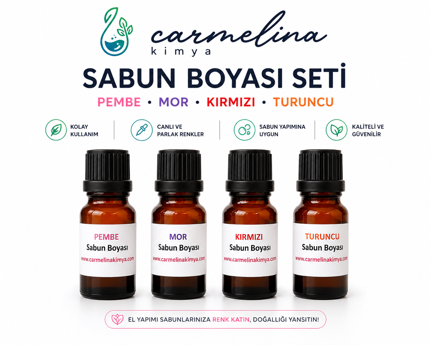4'lü Sabun Boyası Pembe-mor-kırmızı-turuncu