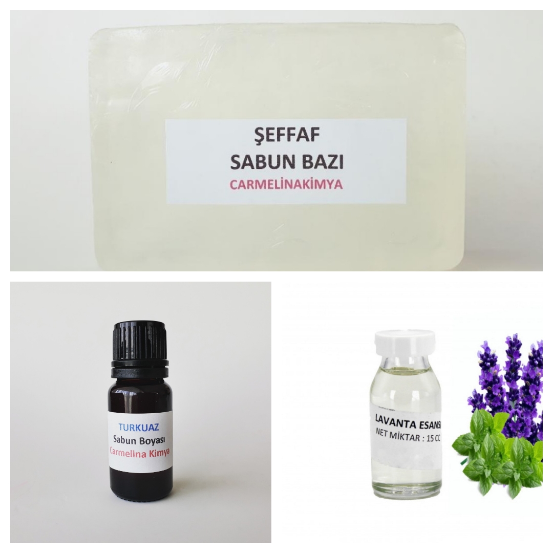 1kg Şeffaf Sabun Bazı ,turkuaz Sabun Boyasi Ve Lavanta Esansı