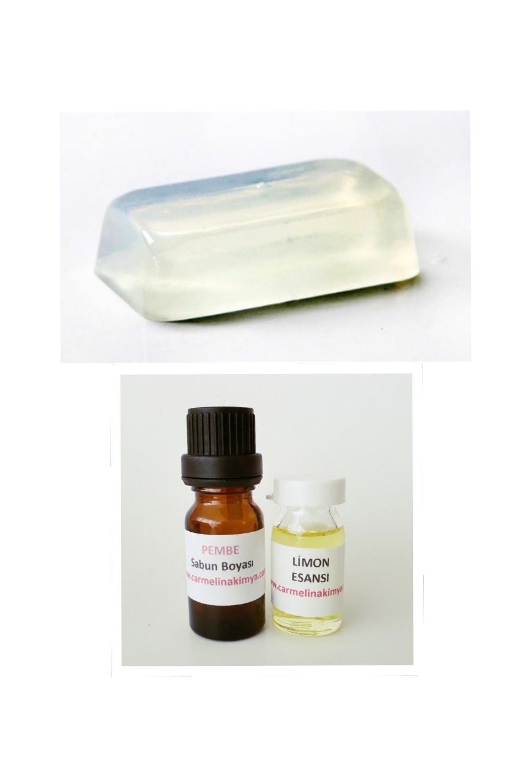 Sabun Yapım Seti-6 (şeffaf Sabun Bazı- Pembe Boya Ve Limon Esansı)