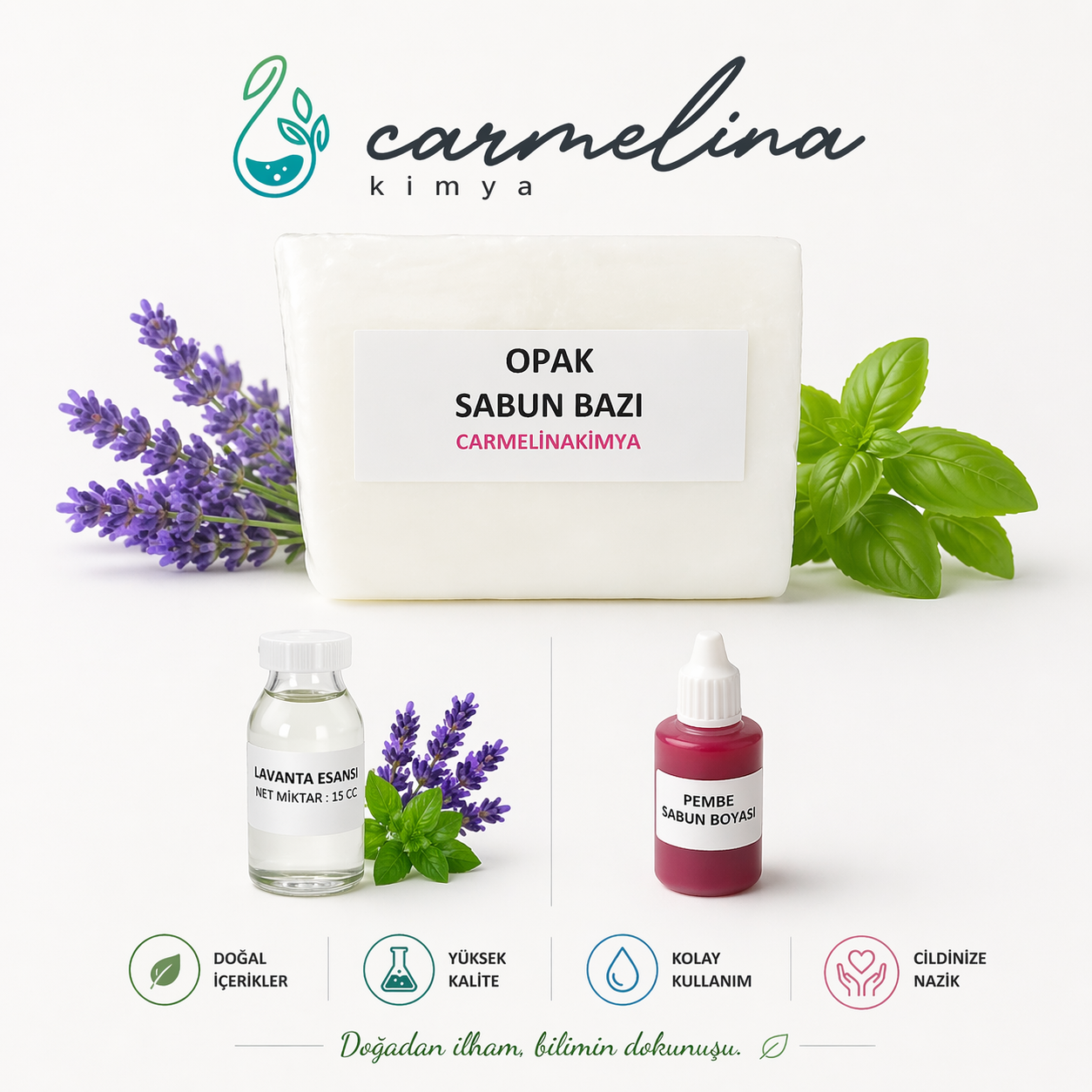 1kg Opak Sabun  Bazı- Pembe boya ve lavanta Esansı