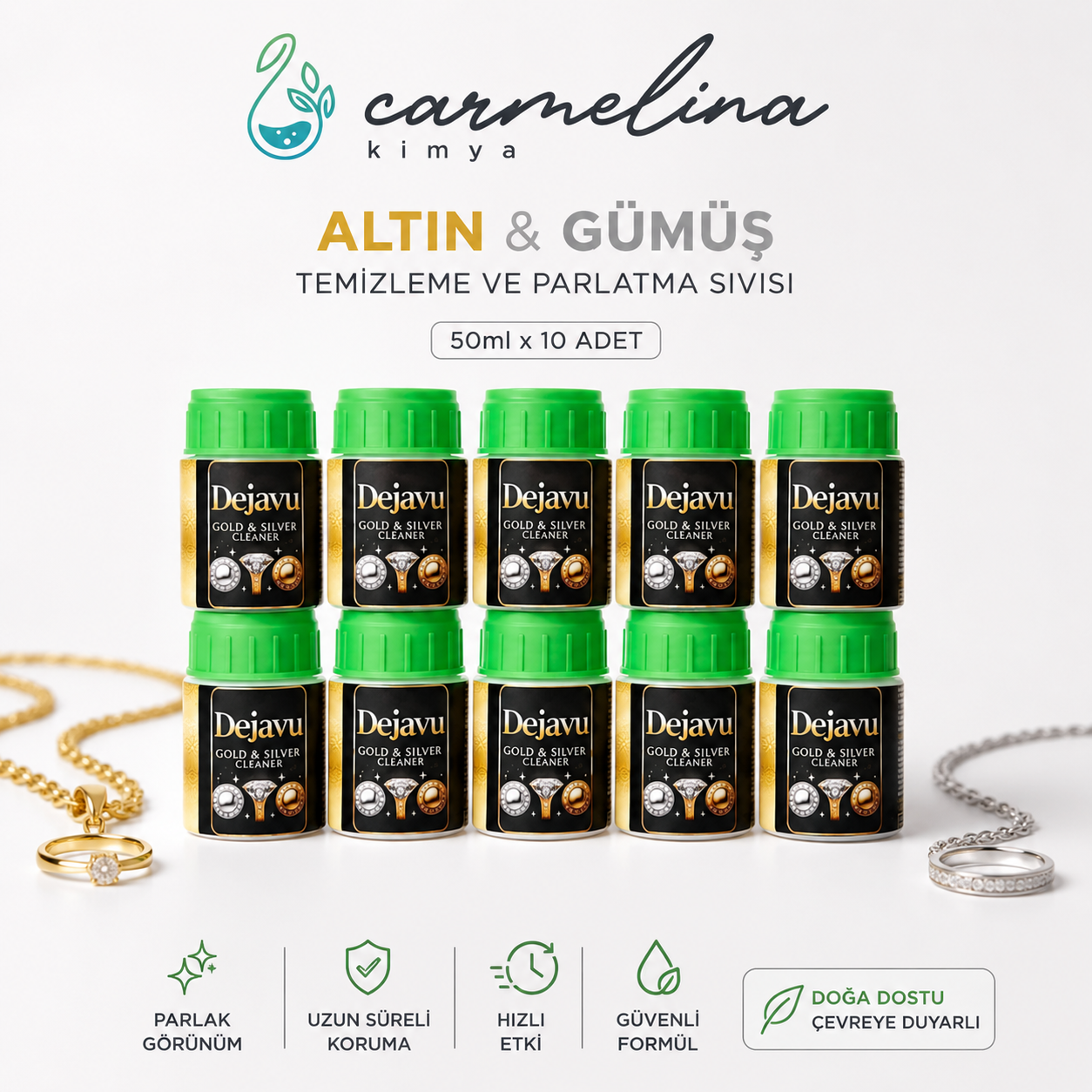 10 adet 50ml Dejavu- Altın ve gümüş temizleme parlatma sıvısı