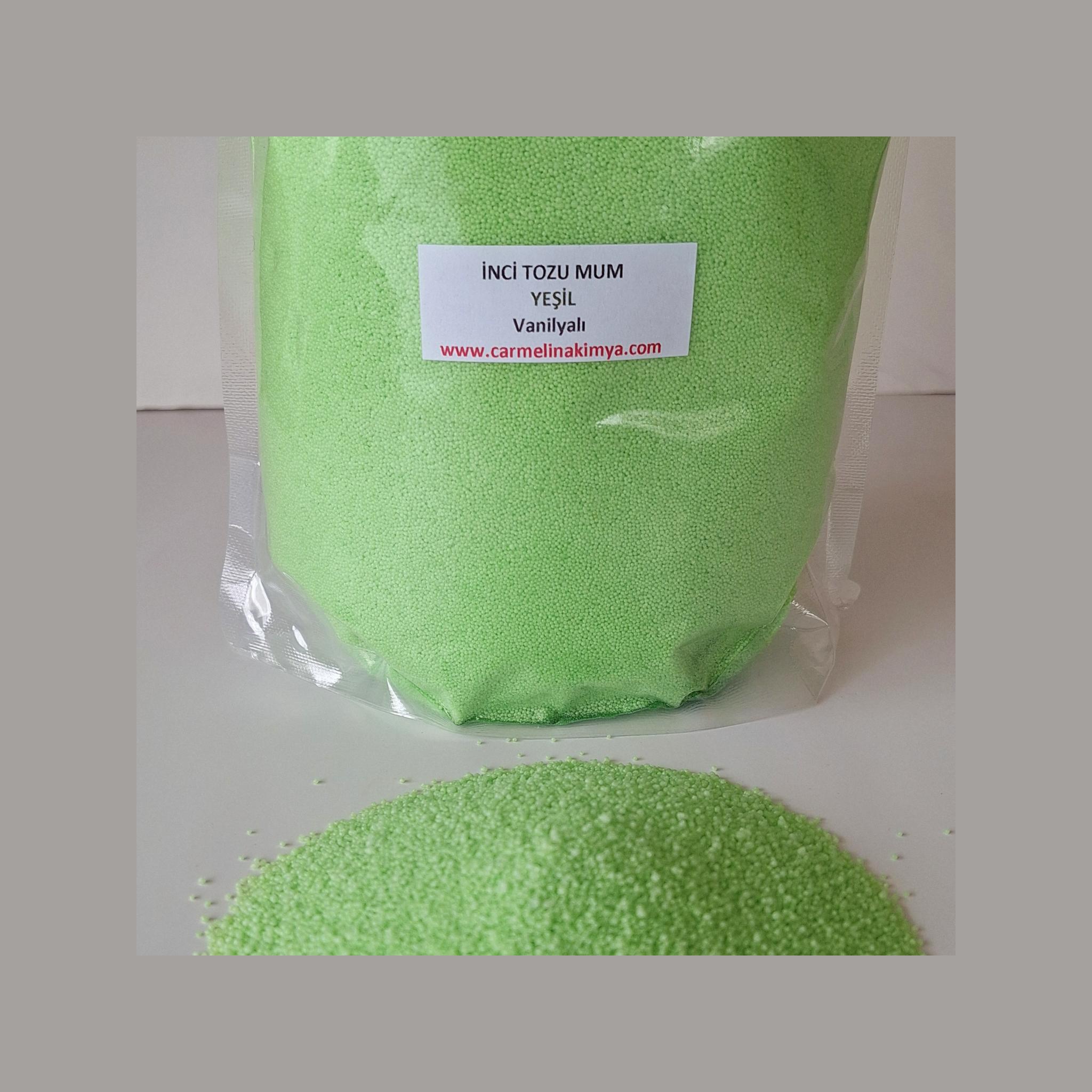 İnci Tozu Mum Yeşil Renk Vanilya Esanslı 200gr
