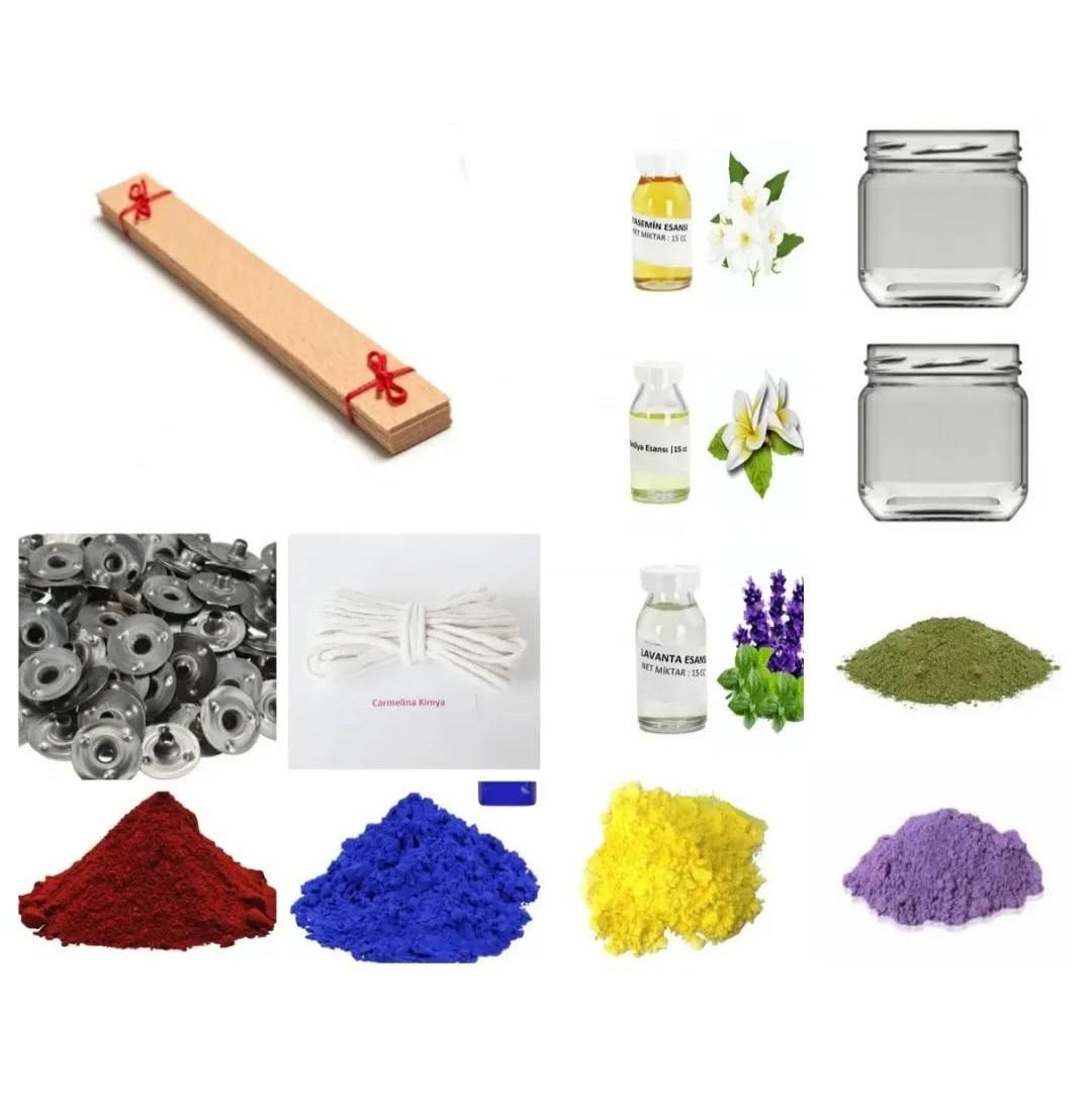 Mum Yapım Malzemeleri Setleri Fitil, Esans, Mum boyasi