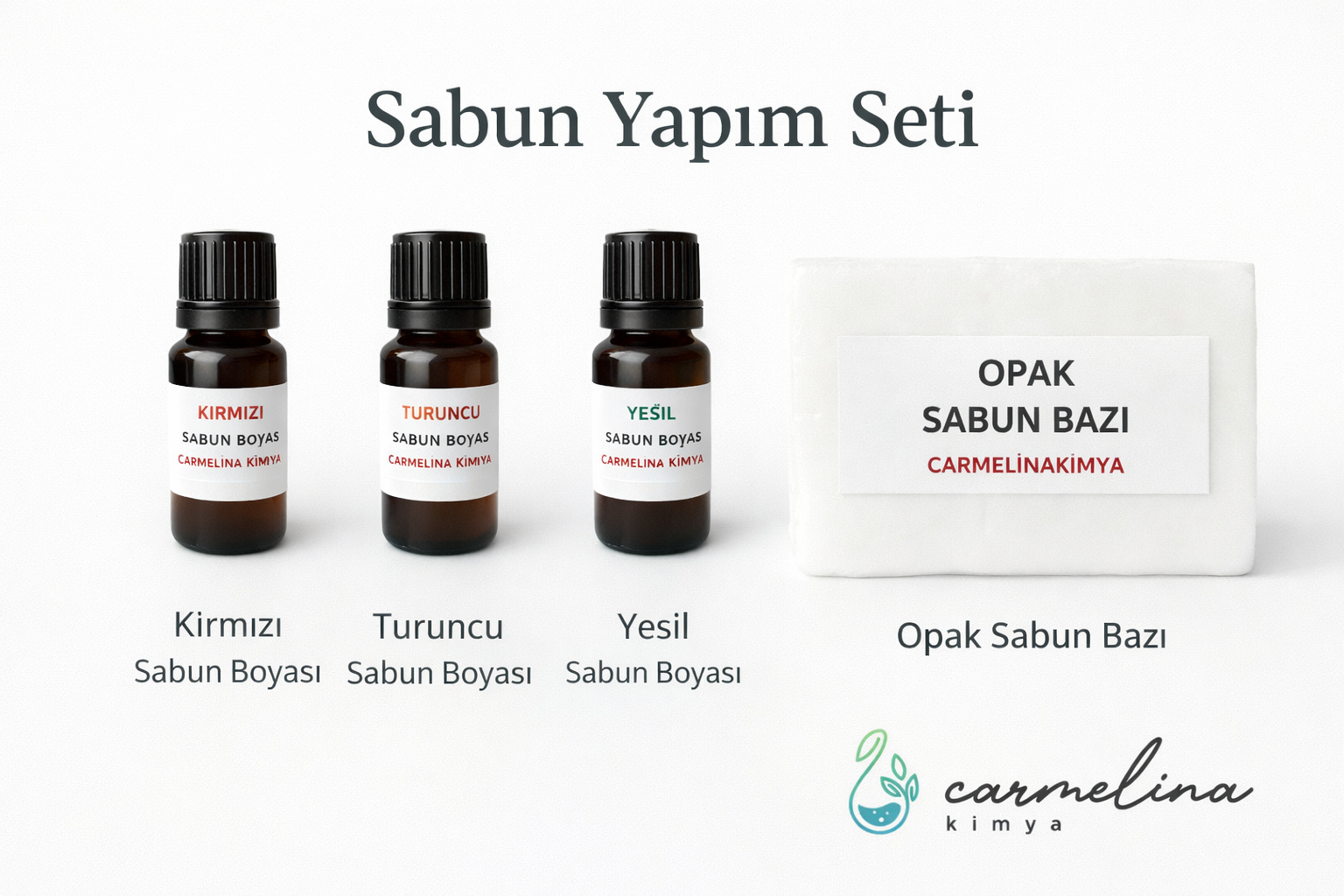 Sabun Yapım Seti, 1kg Sabun Bazı, 3 boyalı Kirmizi-Yeşil-Turuncu