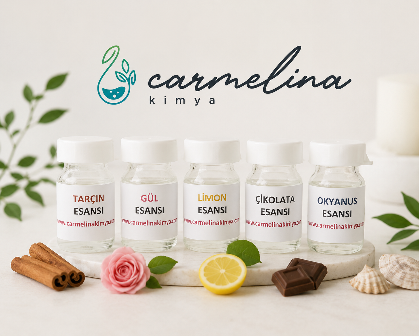 Tarçın-Okyanus-Çikolata-Limon-Gül Mum ve Sabun Esansları
