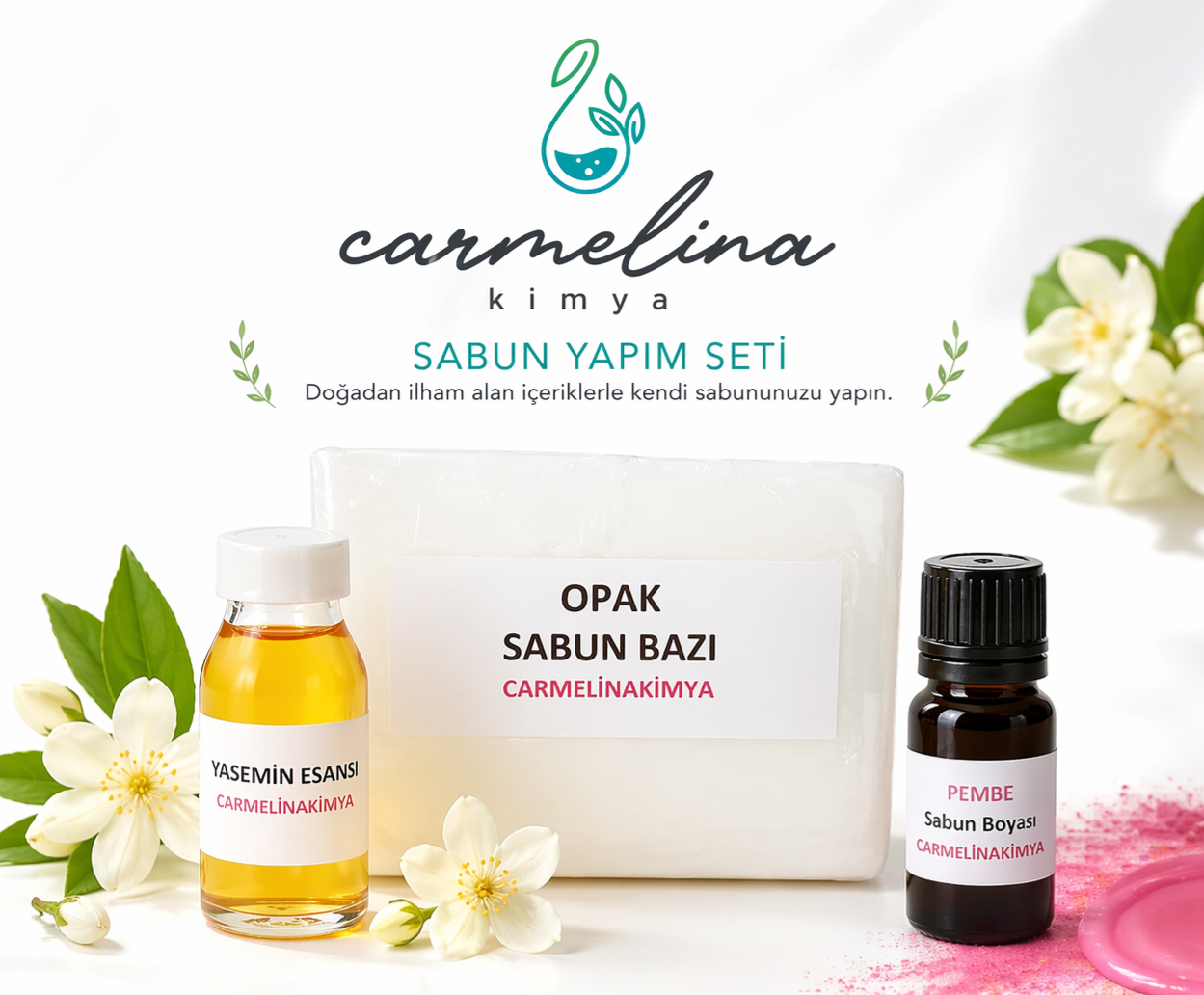 1kg Opak Sabun Bazı- Yasemin Esansı- Pembe Sabun Boyası
