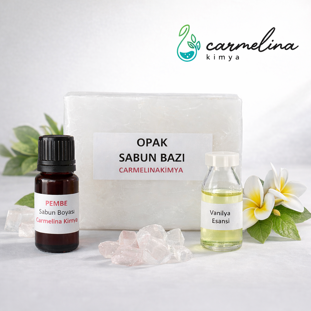 1kg Opak Sabun Bazı- Vanilya Esansı-Pembe Sabun Boyası