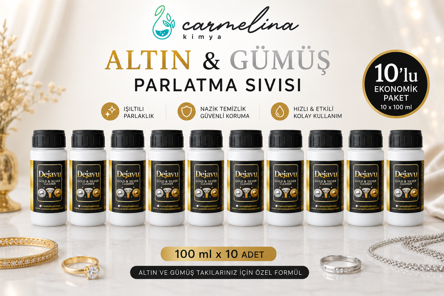 100ml Altın Gümüş Parlatma ve Temizleme Sıvısı- 10 adet